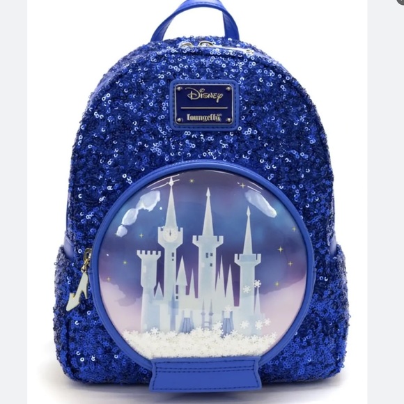 Loungefly Disney Cinderella Castle Snow Globe Sequin Backpack​ - Picture 2 of 3